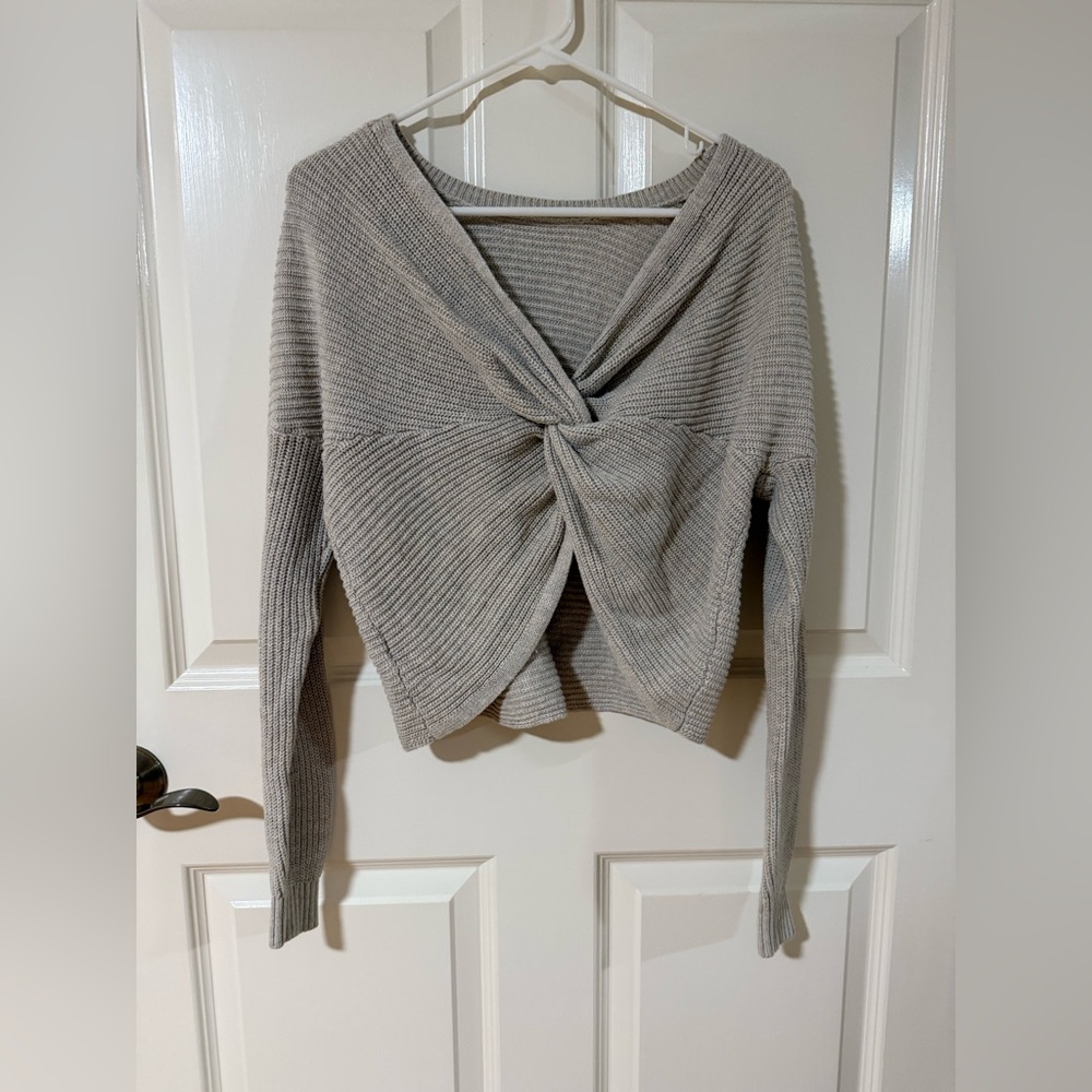 Hollister Open Back Sweater in Taupe, size Small